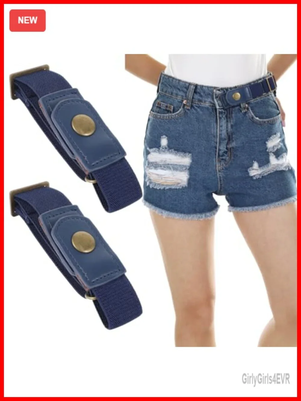 2 Pcs No Buckle Elastic Belt Invisible Stretch Waistband Adjustable